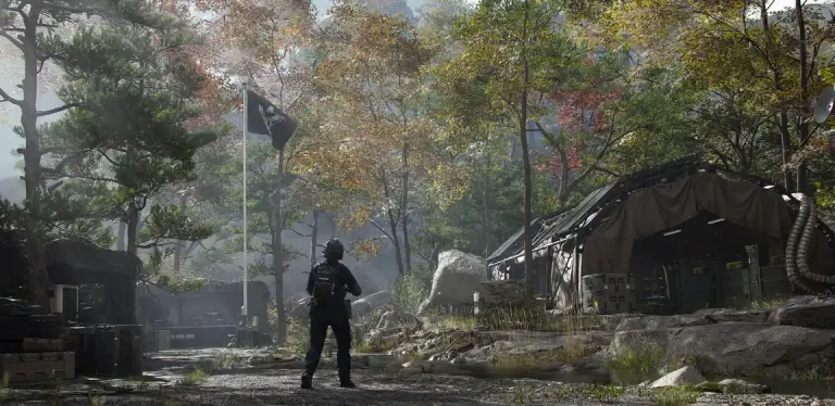 MW4 DMZ FOB camp with an Operator between station tents