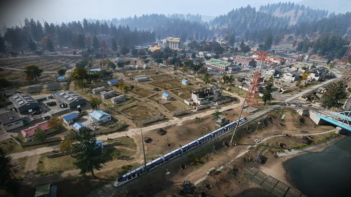 Imjin Farmland fields and railway beside the river.