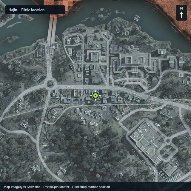 Zoomed Hajin map marking Cheongun Village Clinic at X 2087, Y 2039