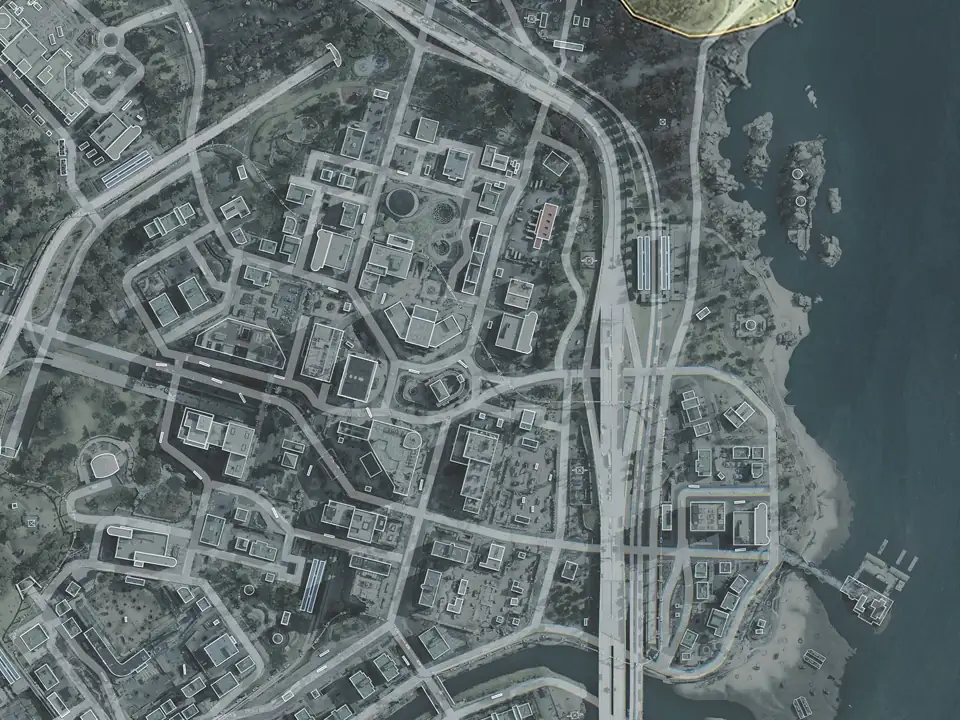 Hajin City map with linked Exfil, Bounty Station and SAM Site locations