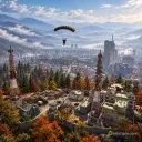 Operator parachuting toward Hajin in MW4 DMZ artwork