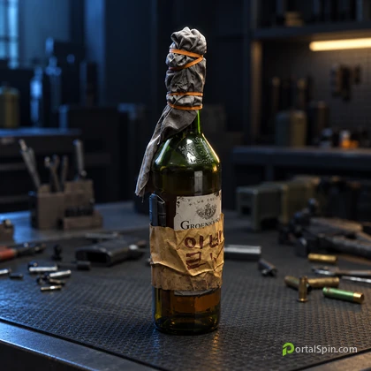 Molotov Cocktail lethal equipment on a workbench