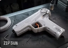 White Zip Gun with an orange trigger on a workbench in Modern Warfare 4.