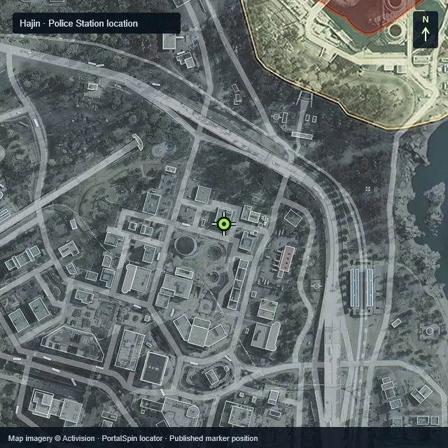 Zoomed Hajin map marking NuriGO Mall Police Station at X 2677, Y 2322