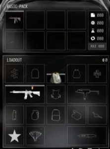 Inventory - Basic Pack and equipped Loadout