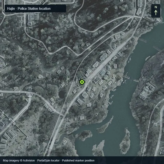 Zoomed Hajin map marking Pyonghwa Village Police Station at X 1426, Y 2058
