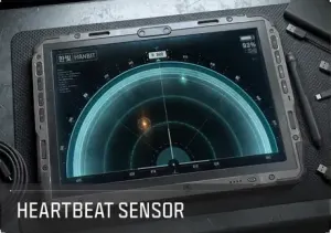 Rugged Heartbeat Sensor tablet with a radar screen in official MW4 artwork.