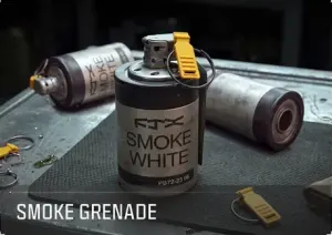 Smoke Grenade with a yellow lever and white smoke label in official MW4 artwork.