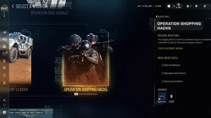 Official Shopping Hacks mission screen in MW4 DMZ