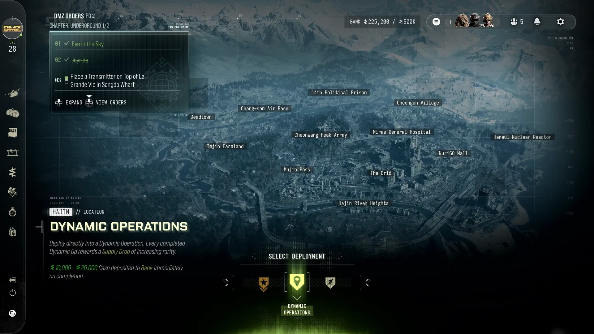 Dynamic Operations: increasing-rarity Supply Drop and10k–20k bank deposit description in MW4 DMZ