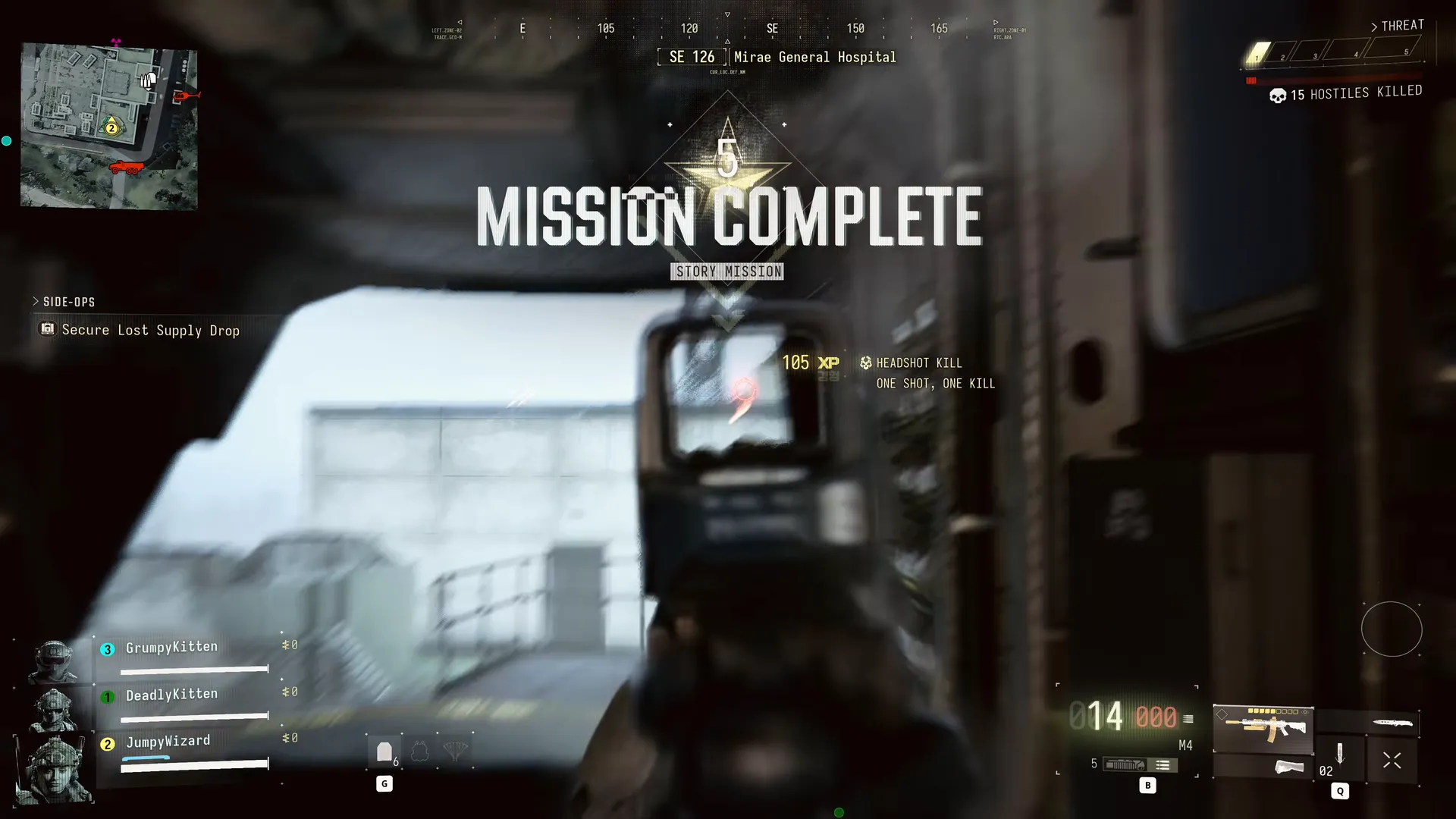 Call of Duty MW4 DMZ Story Mission completion banner during Operation Critical Extraction in MW4 DMZ