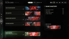 Calling Card menu with Regular Elite and Prestige tabs and Mastery groups