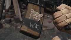 Valor Pack — personalized primary-weapon magazine, W.K. markings. Native game image.