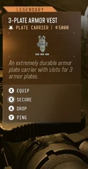 3-Plate Armor Vest — in-game inventory tooltip