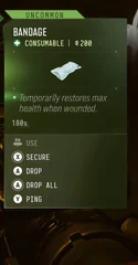 Bandage — in-game inventory tooltip