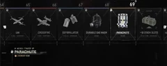 Parachute69 — level reward and selected panel