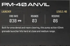PM-40 Anvil — official weapon reference