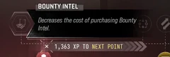 Bounty Intel selected Trait tooltip: Decreases the cost of purchasing Bounty Intel.