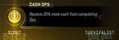 Cash Ops selected Trait tooltip: Receive 20% more cash from completing Ops.