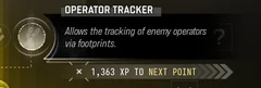 Operator Tracker selected Trait tooltip: Allows the tracking of enemy Operators via footprints.