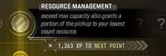 Resource Management selected Trait tooltip: Picking up Printer resources that would exceed max capacity also grants a portion of the pickup to your lowest count resource.