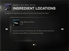 High-Tenacity Fibers ingredient hint: Air Base armory, barracks and La Grande Vie rooftop