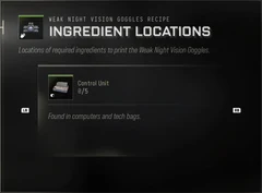 Control Unit — ingredient locations