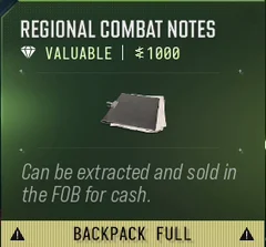 Regional Combat Notes selected DMZ Printer panel showing its recipe requirements and unlock condition