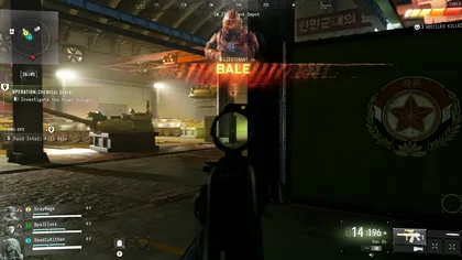 Lieutenant Bale encounter banner and Tank Depot interior in MW4 DMZ