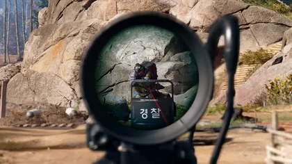 Shield-bearing figure in combat in MW4 DMZ