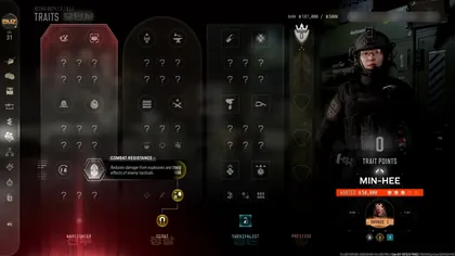 Min-hee in the Traits menu in MW4 DMZ