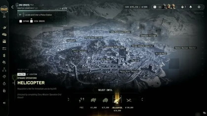 Hajin deployment map with helicopter selected as the infil vehicle in MW4 DMZ