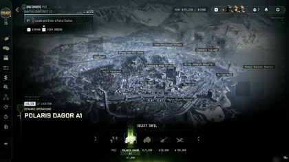 Hajin deployment map with Polaris Dagor A1 selected as the infil vehicle in MW4 DMZ