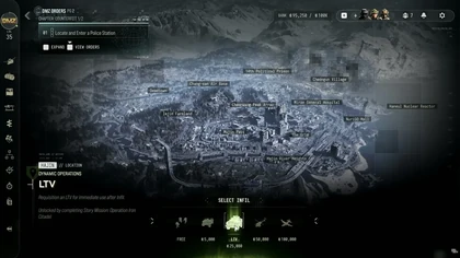 Hajin deployment map with named locations and LTV selected as the infil vehicle in MW4 DMZ