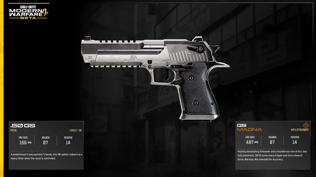 GS .50 full official MW4 Beta weapon sheet