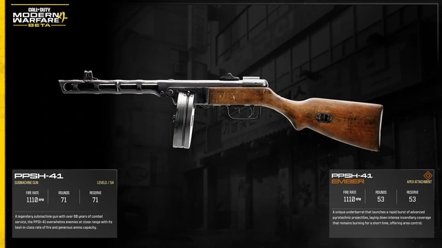 PPSH-41 full official MW4 Beta weapon sheet