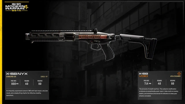 X-58 NYX full official MW4 Beta weapon sheet