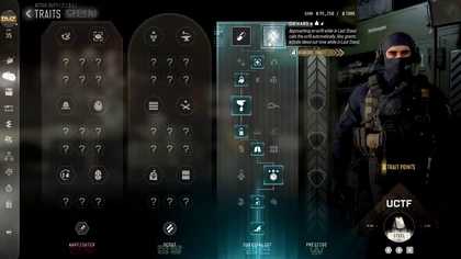 UCTF in the Survivalist Traits menu in MW4 DMZ