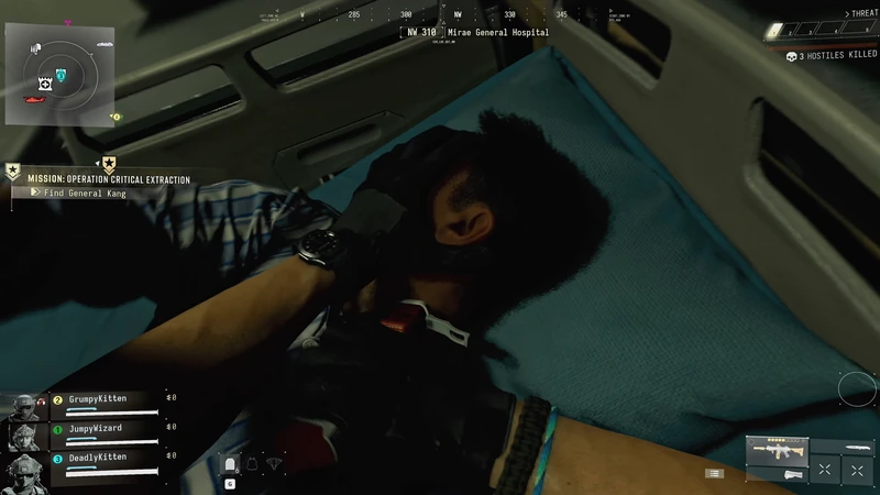 General Kang being carried in hospital scene in MW4 DMZ